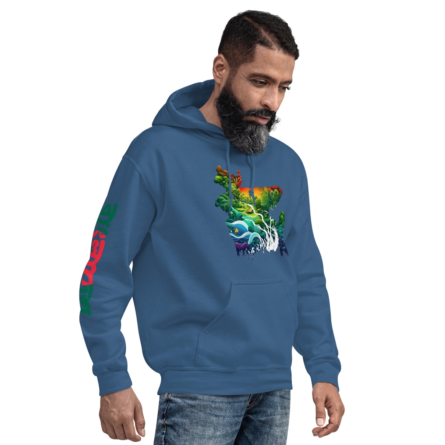 Men Hoodie: Bangladesh Map, Heart, and Sleeve