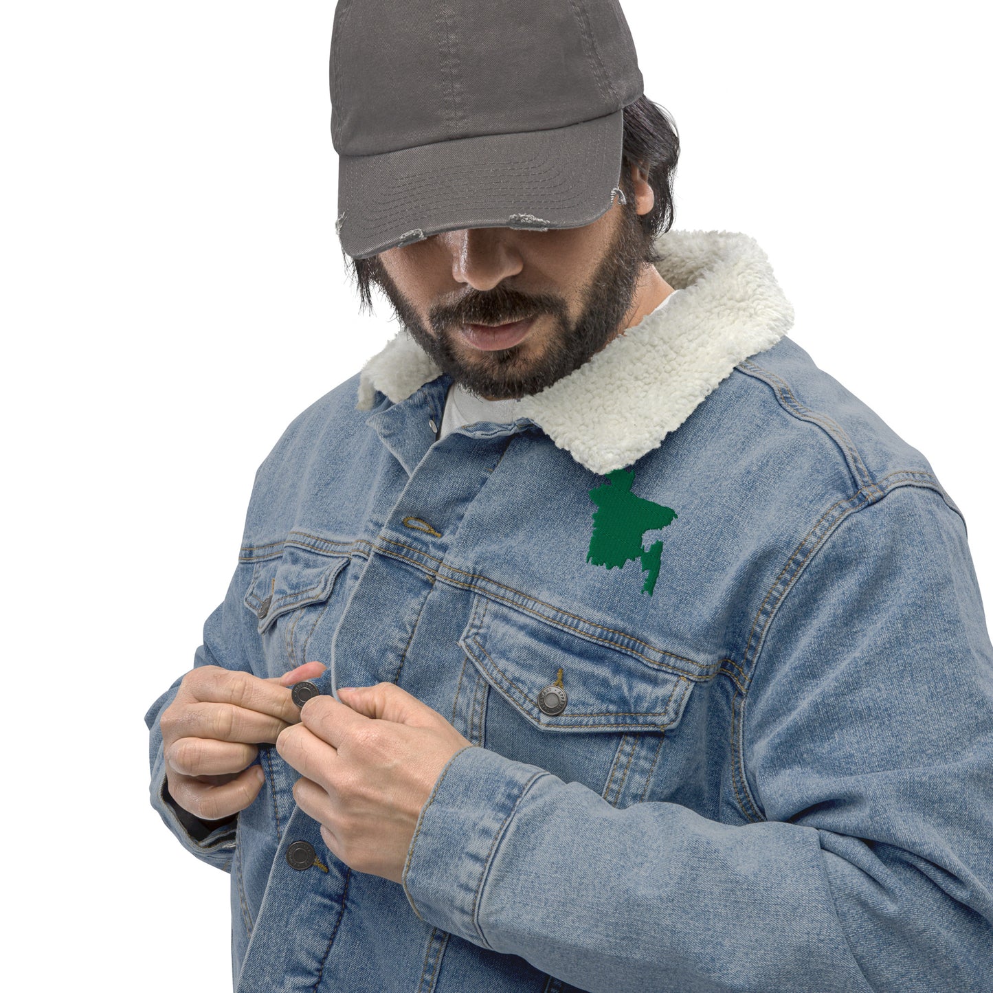 denim sherpa jacket: Bangladesh Map