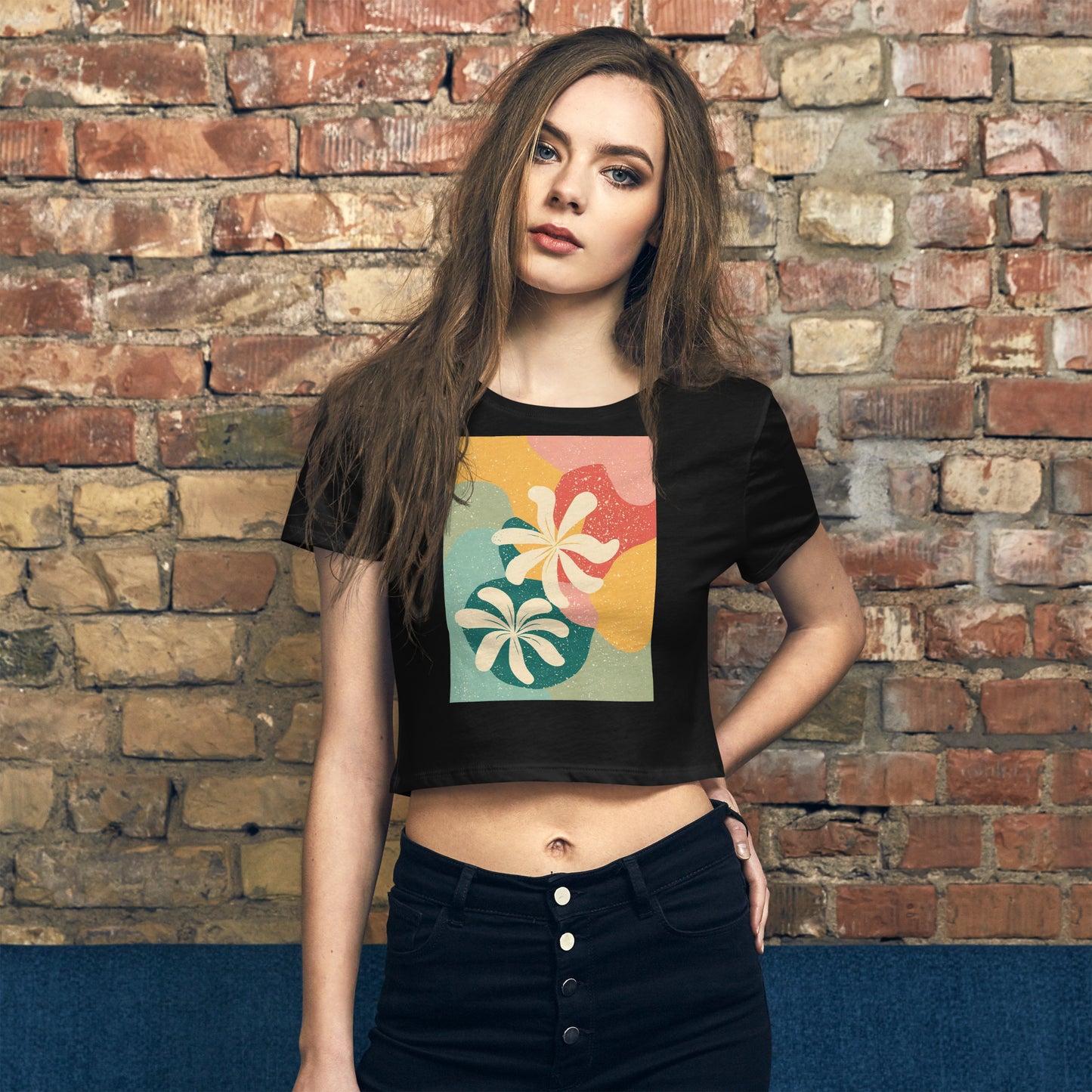 Women’s Crop Tee: plumeria flowers