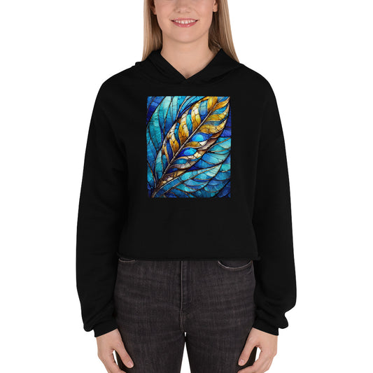 Crop Hoodie: feather stained glass,